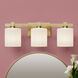 None 3 Light 22 inch Vintage Brass Bathroom Vanity Light Wall Light